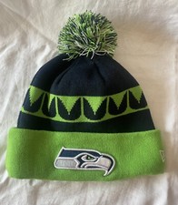 Seattle Seahawks New Era Adult Winter Knit Hat Cap Cuffed Beanie with Pom NFL