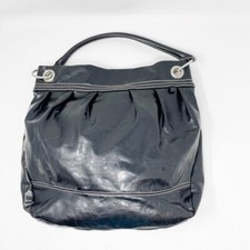 Nine West Black Vegan Leather BoHo Hand Bag, White Stitching