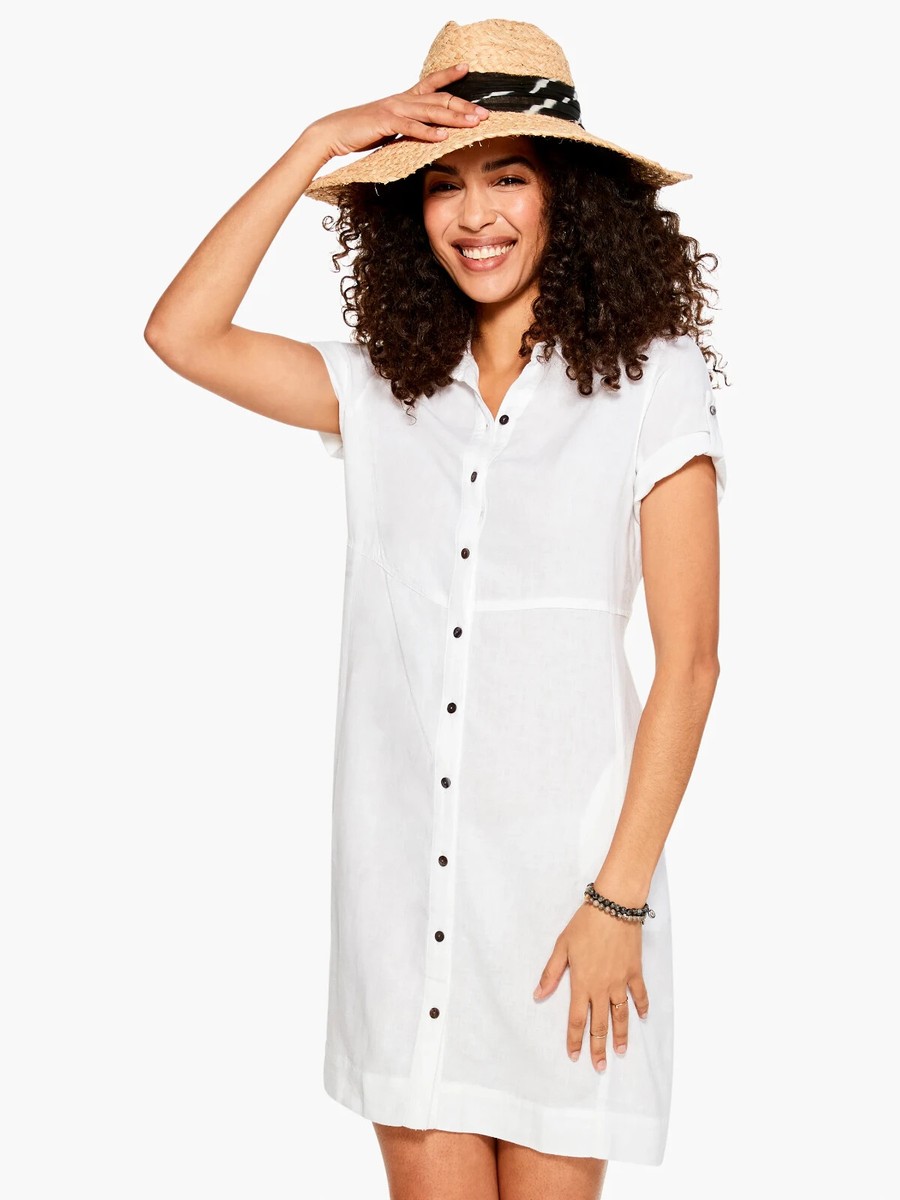 nic and zoe shirt dress NIC+ZOE Black and White Button-Front Tie-Waist Shirt Dress NWT