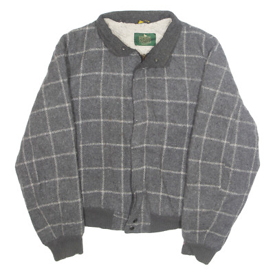 BOUNDARY WATERS Herren Holzfällerjacke Grau Wolle Kariert M
