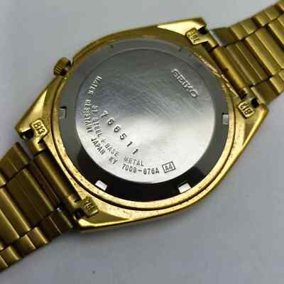 Seiko 5 Automatic 7009-876A Day/Date Gold Tone Vintage Men's Watch