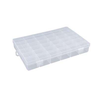 36 Grids Clear Plastic Organizer Box Storage Jewelry Box w/ Adjustable Dividers