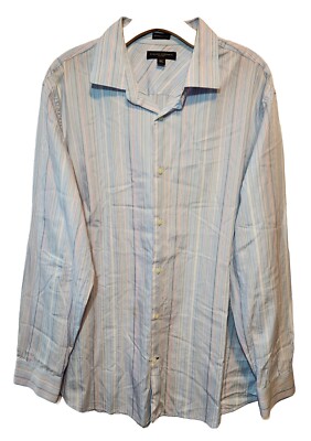 Banana Republic Striped Blue Button Up Long Sleeve Dress Shirt Mens XL  17-17 1/2 | eBay