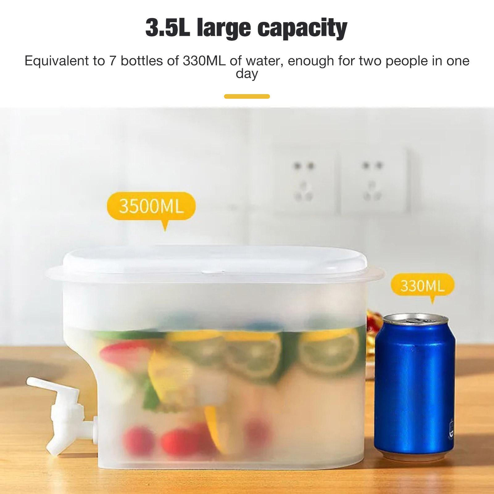 3.5L Jug With Tap Cold Water Container Lemonade Drink Dispenser for