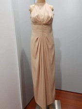 💖 Size10 Women Long Beige Dress/ NEW WITH DEFECTS /BEEN ALTERED NEVER BEEN WORN