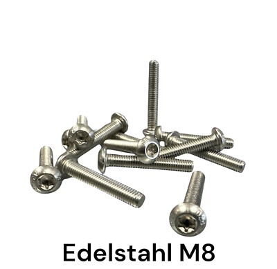 Edelstahl Linsenkopfschraube Flachrundkopf M8 ISO 7380-1 Torx TX M8 x 8 - 100 mm