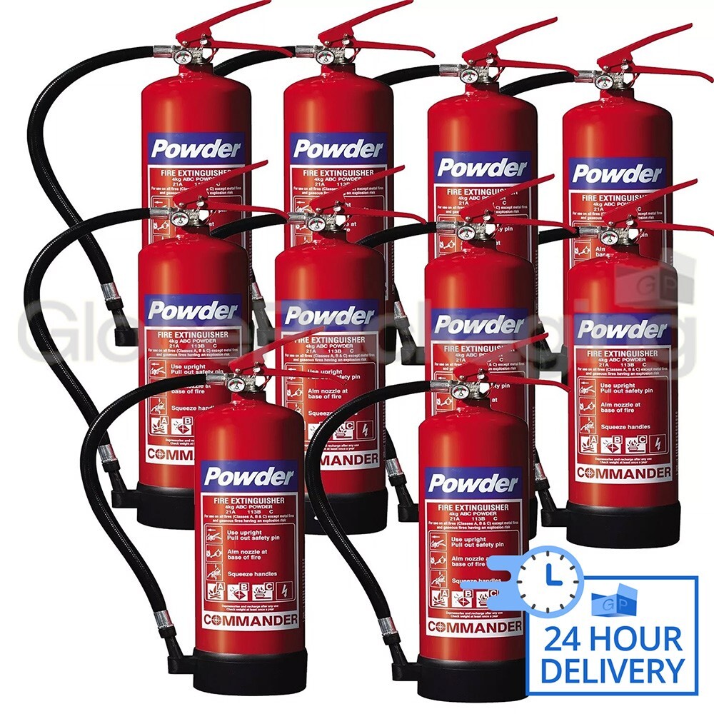 10 x 4KG DRY POWDER ABC FIRE EXTINGUISHERS INDUSTRIAL