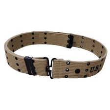 Original Reproduction WWII M1936 Webbing Canvas Pistol Belt Khaki Marked U.S