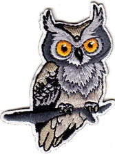 OWL - HORNED OWL Iron On Patch Birds Owls