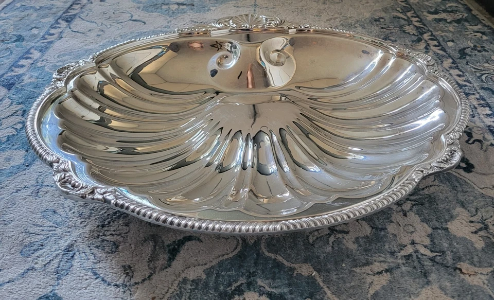 Neiman Marcus Godinger Silver Art Co Precioso cuenco plateado concha de almeja Foto 4 de 4
