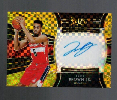 Troy Brown Jr 2018-19 Panini Select Rookie Signatures Auto Gold Prizm #d 06/10