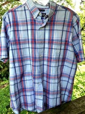 SALE @ CHAPS RALPH LAUREN Short Sleeve Light Blue Dress Casual Shirt Men Sz L