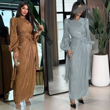 Abaya Dubai Women Long Dress Evening Kaftan Modest Muslim Robe Elegant Gown Arab