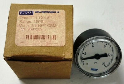 WIKA PRESSURE GAUGE 9690209 111.12 0-15 PSI 1/8'' CONNECTION 1.5'' DIAMETER