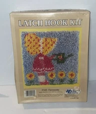 Vtg Farmerette Latch Hook Kit National Yarn Crafts #P345 12x12” Rug Wall Hanging
