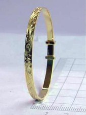 4MM YELLOW GOLD-PLATED 925 SILVER HAWAIIAN PRINCESS SCROLLS BABY BANGLE BRACELET