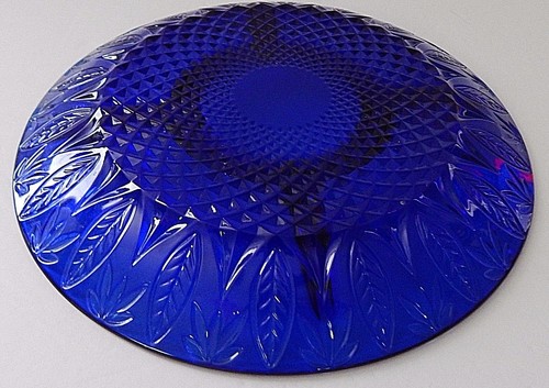 Avon Royal Sapphire Cobalt Blue Glass Divided Serving Plate Leaf Pattern France - Picture 8 of 12
