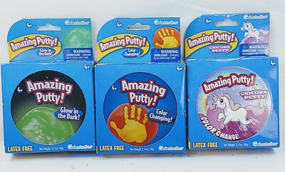 3 x Grin Studios Amazing Putty! Color Changing & Glow in Dark Putty-Latex Free