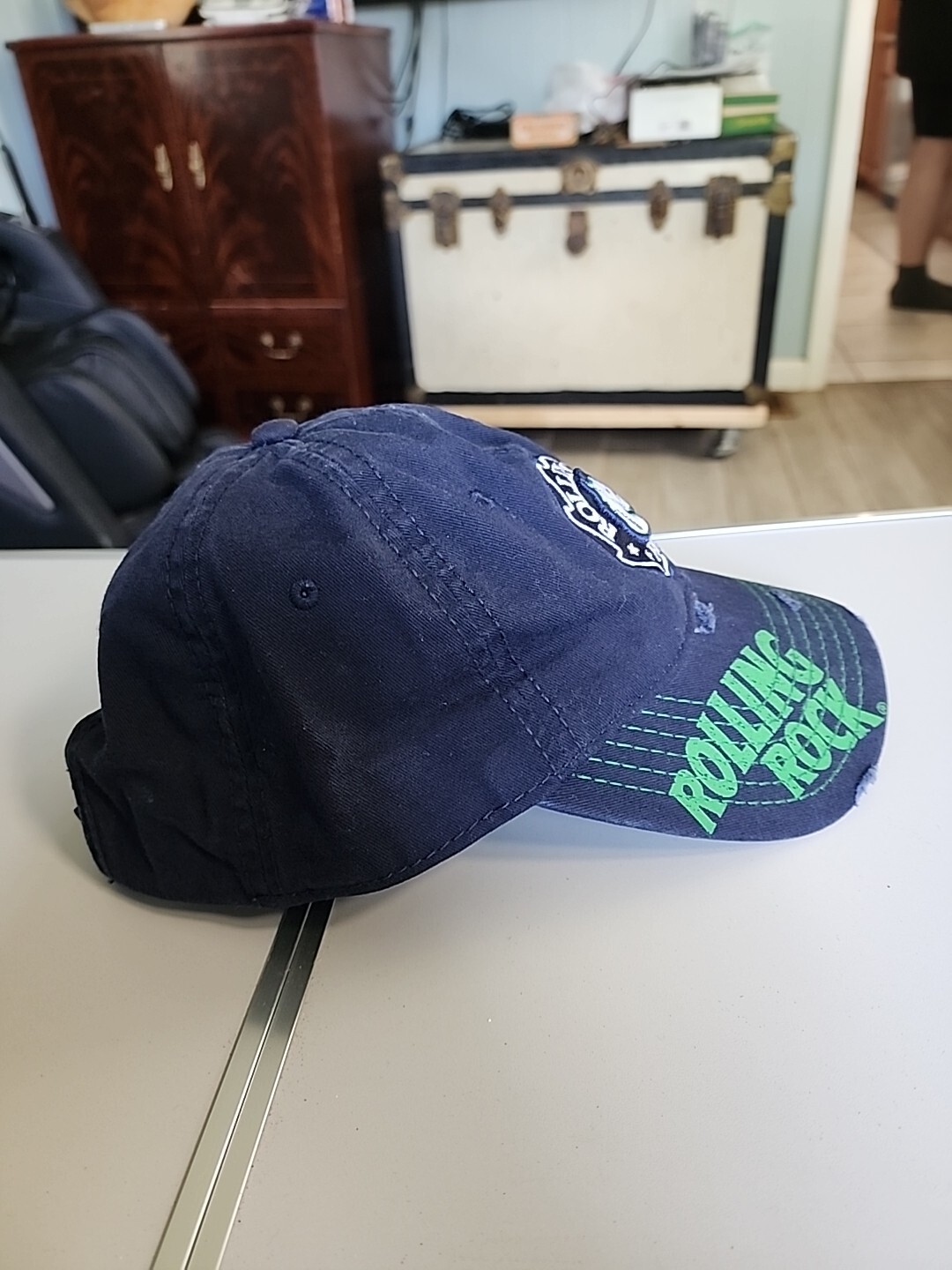 Rolling Rock Distressed Embroidered Patch Cap Str… - image 2