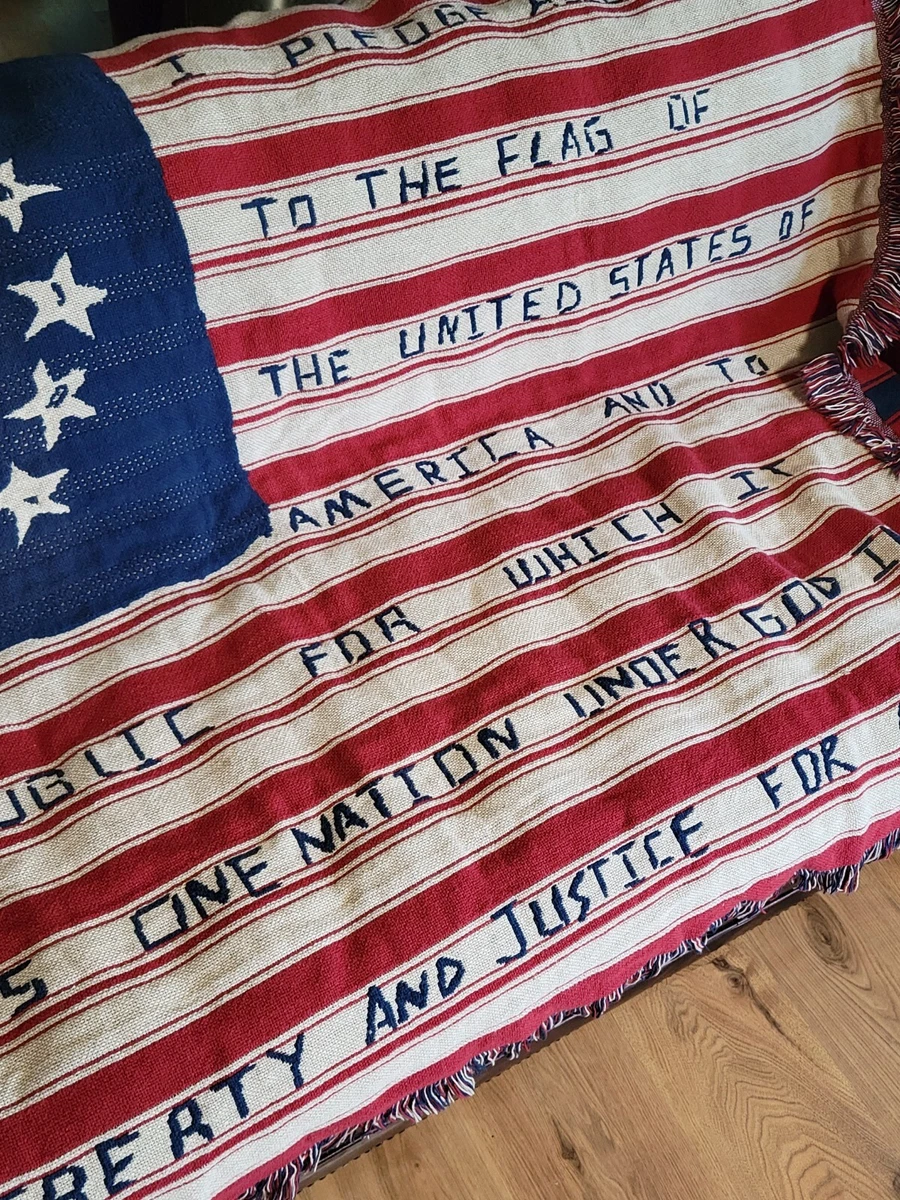 Vintage Handmade Betsy Ross Flag Pledge of Allegiance 6u0026#039;x4u0026#039; Throw  Blanket | eBay