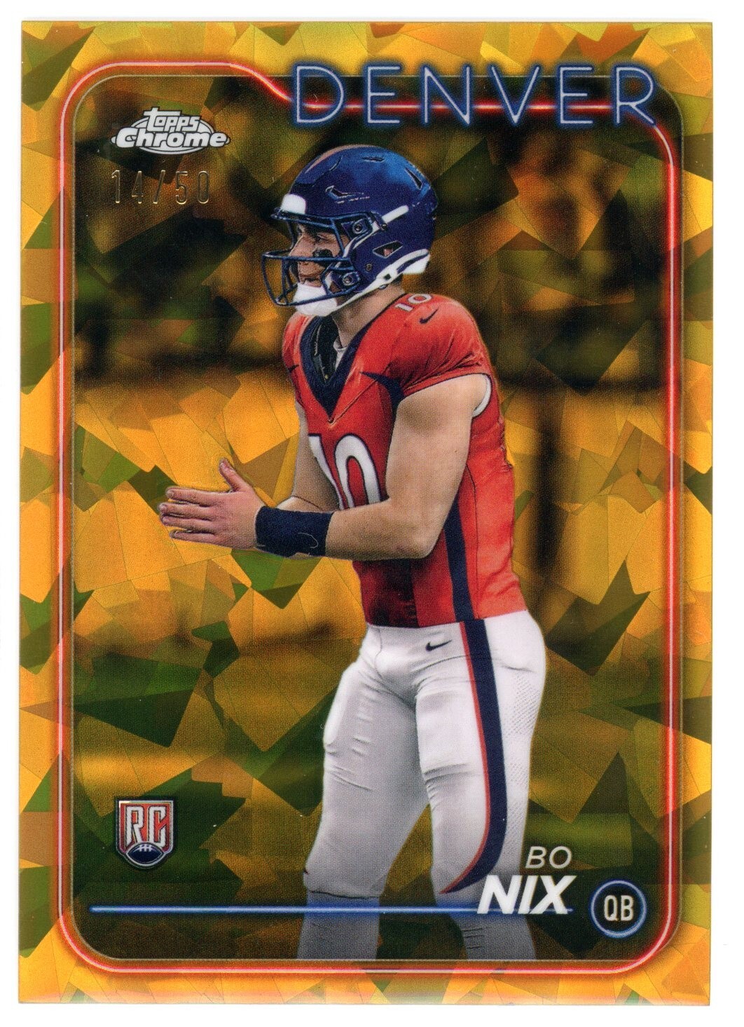 2024 Topps Chrome Sapphire BO NIX Gold Refractor RC #206 Denver Broncos #d/50