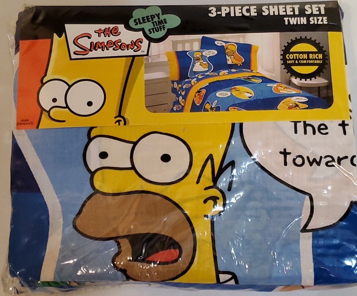 Simpsons Twin Bed Sheets 2007 NEVER OPENED 3 Pc Set Cotton