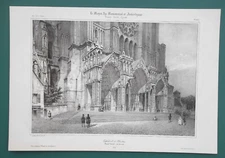CHARTRES CATHEDRAL Side Portal France - 1840 SCARCE Litho Print