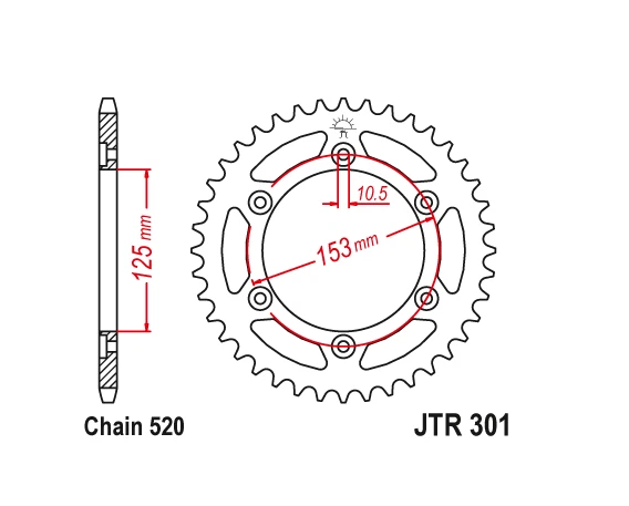 Piñón trasero JT acero 48T 48 negro Honda XR650L 93-21 CRF250L 13-20 XR250R 90-5 Foto 2 de 4