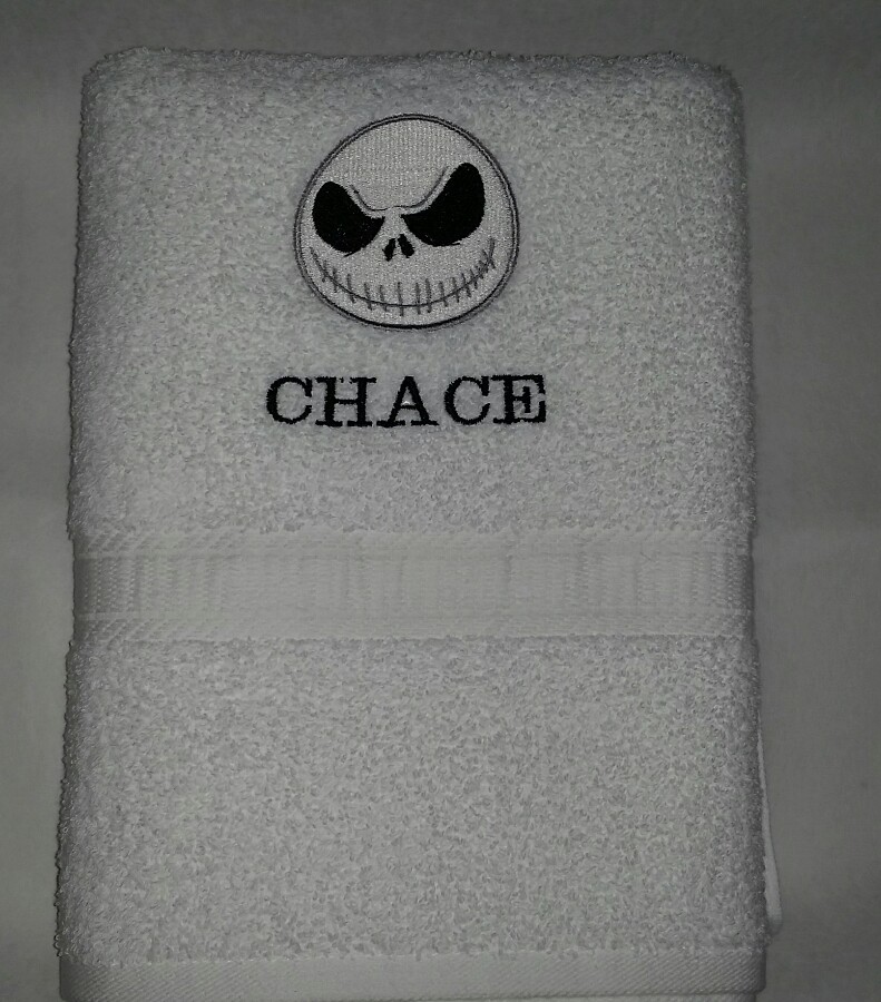 3 PC CUSTOM JACK SKELLINGTON NIGHTMARE BEFORE CHRISTMAS BATH HAND TOWEL