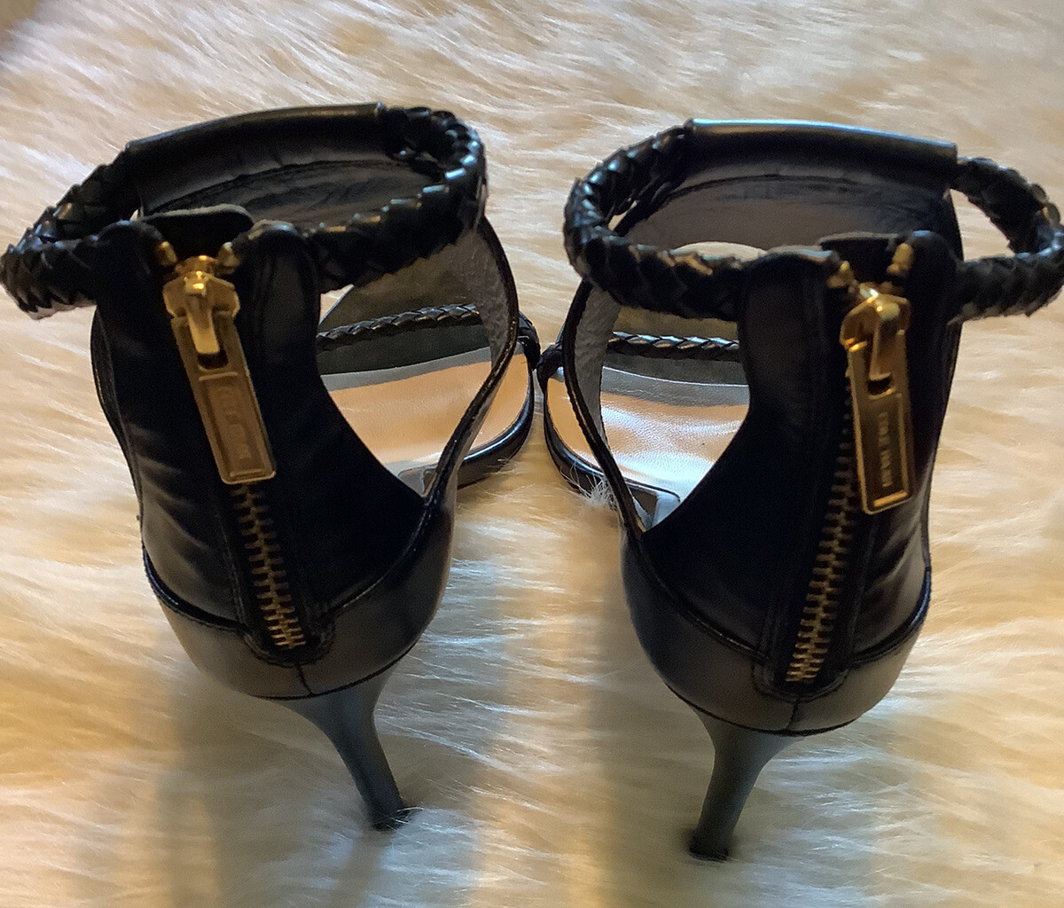 Cole Haan black high heels size 7 B / Back Zip sandal shoes