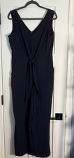 MSK GAUZY FRONT TIE Wide Leg Flowy Jumpsuit Women  s Size Medium Comfort Pockets