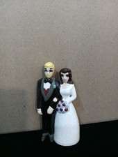 Vtg Wedding Cake Topper Bride/Groom Ceramic 4.25" Tall