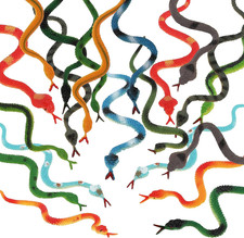 24 Pieces Fake Snakes, Plastic Snakes 4 Inch Rain Forest Snakes Realistic Rubber