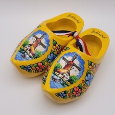 Mini Dutch Shoes Clogs Decorative Ornaments - Holland Wooden Yellow