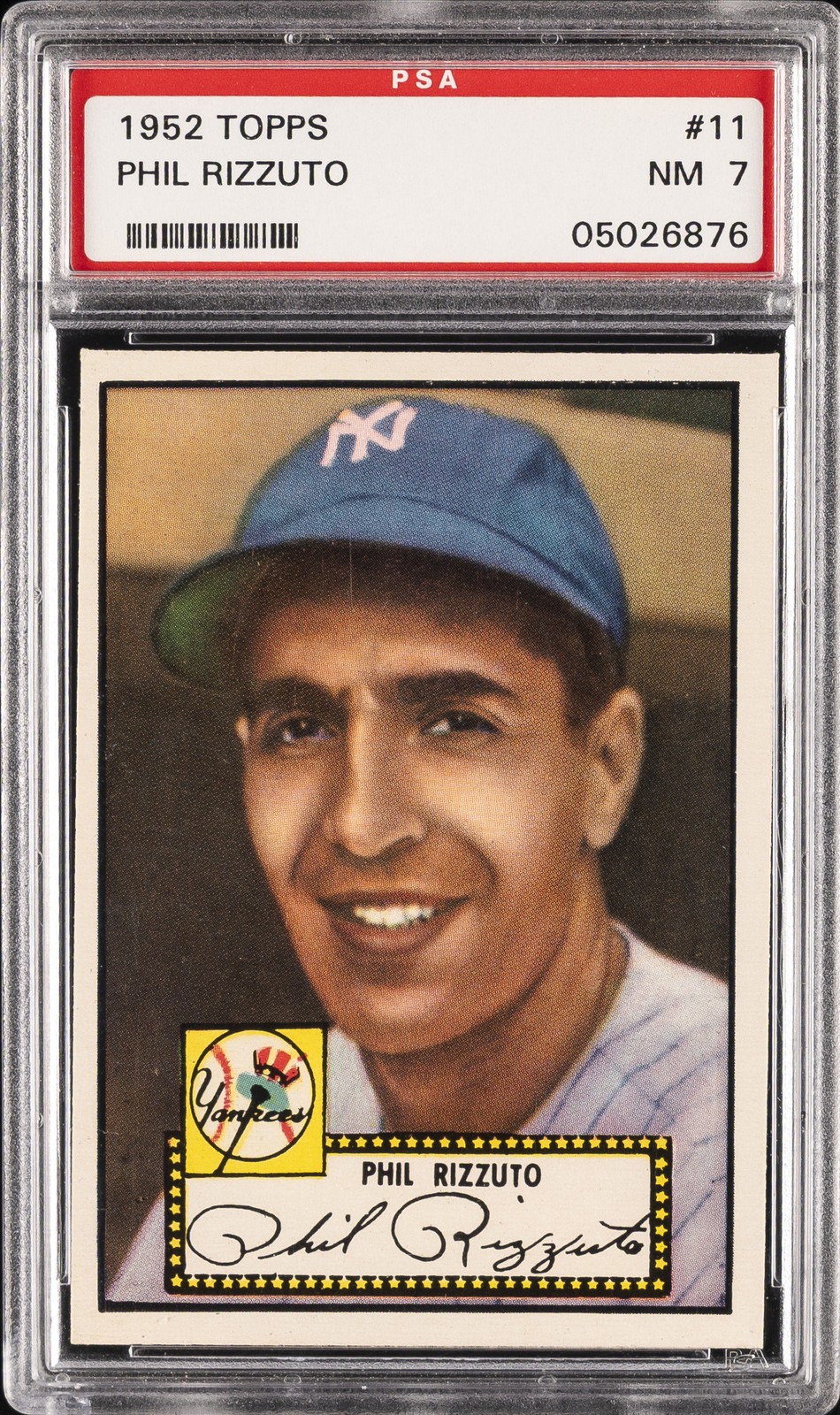 1952 TOPPS #11 PHIL RIZZUTO PSA 7