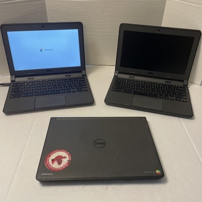 X3 Lot Of Dell P22T001 11.6'' Chromebook w/Celeron 2.16GHz/4GB/16GB (Black)