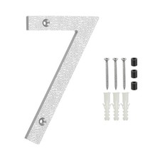 6 Inch Number 7 ABS Plastic Floating House Number with Nail Kit, Silver Tone