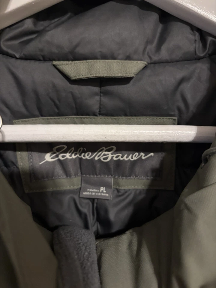 Abrigo Eddie Bauer para mujer pequeño grande verde acolchado capucha de ganso Foto 3 de 4