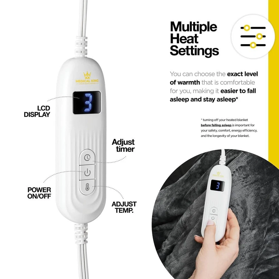 Manta eléctrica con calefacción - Lavable a máquina, suave, calefacción rápida, 10 Foto 4 de 4