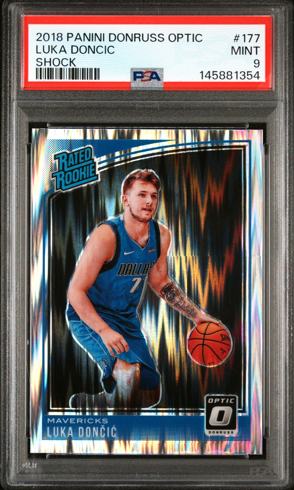 LUKA DONCIC 2018 OPTIC SHOCK PRIZM ROOKIE RC #177 PSA 9 MINT! LAKERS! #145881354