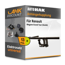Für Renault Megane Kombi 03- AUTO HAK Anhängerkupplung abnehmbar + 13polig NEU