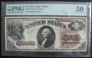 1880 $1 Dollar Legal Tender Note Fr#30 PMG About Uncirculated 50