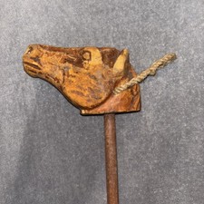 Hand Carved Horse Head Handle Wooden Walking Stick Handmade Cane Pony Ride Play