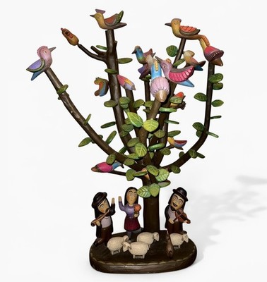 MARIAN ULC Polen polnisch Naive Kunst  großer Vogelbaum ca. 1980/90