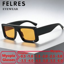 Men Women Square Tinted Myopia Nearsighted Glasses Outdoor Shade Sunglasses New