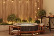 Half Round Hot Tub Surround Brown Spa Enclosure Outdoor Garden Patio Deck