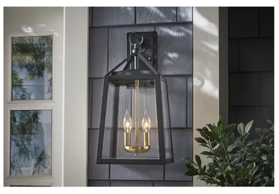 HDC Blakeley 19.25'' Transitional 2-Light Black/Brass Outdoor Wall Light Fixture