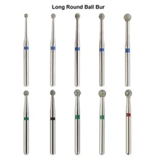 Multi-Use Dental Diamond Bur Long Round Ball Bur Surgical FG 801 801L High Speed