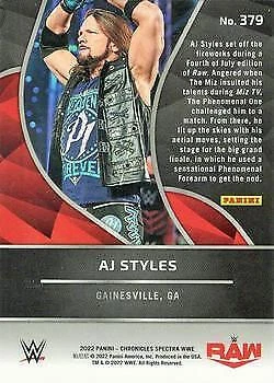 AJ Styles 2022 Chronicles WWE Spectra - #379 - - Image 2 of 2