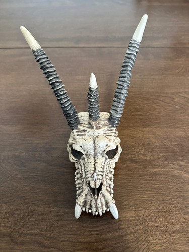 Medieval/Fantasy Dragon Skull Resin Sculpture Wall Mount Long Horns